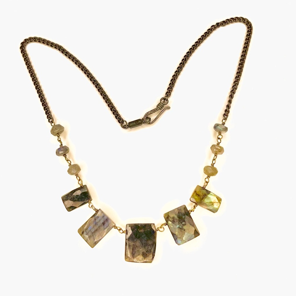 Chan Luu Multi-Stone and Chain Labradorite Necklace